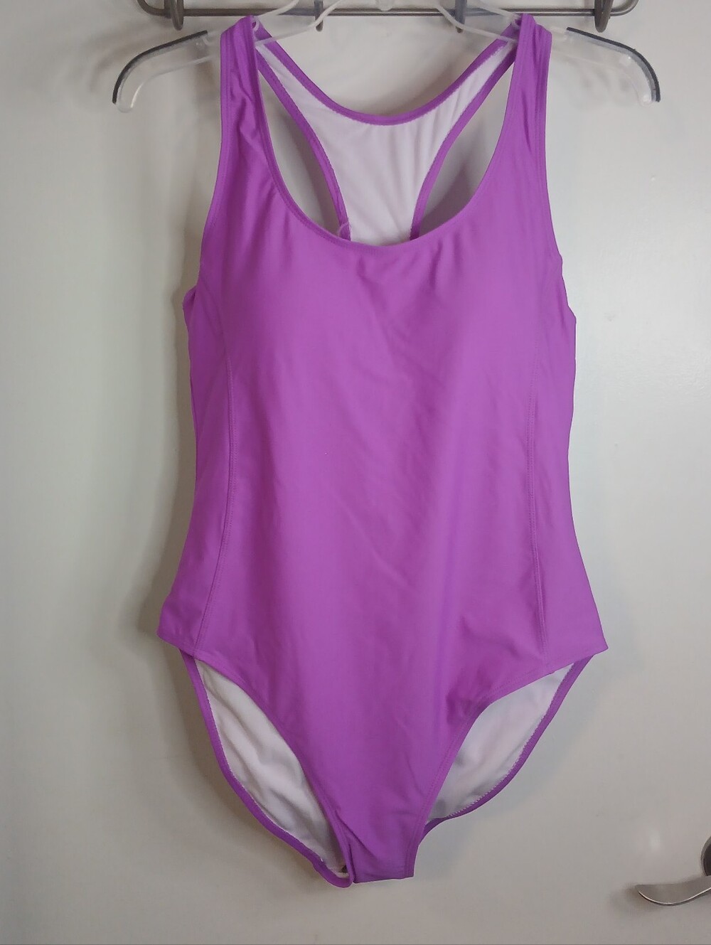 Purple Racerback Tank One Piece Swimsuit L New! Nicole Miller Studio